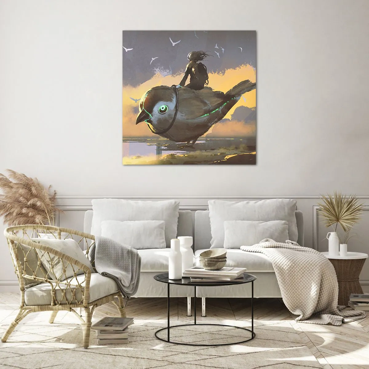 Billede på glas - Et stop på en fantastisk rejse - 50x50 cm