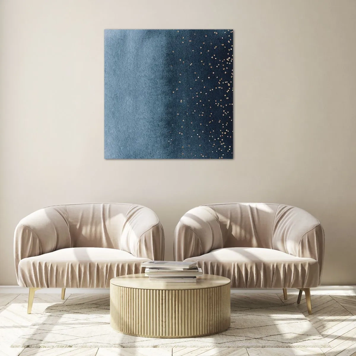 Billede på glas - Sammensætning - blå faser - 50x50 cm