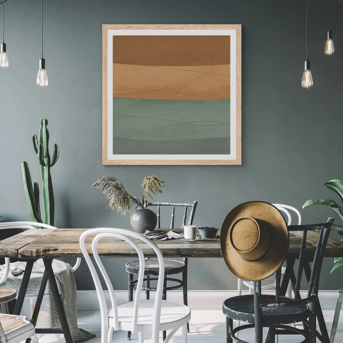 Plakat i ramme af lyst egetræ - Vandret sammensætning - 30x30 cm