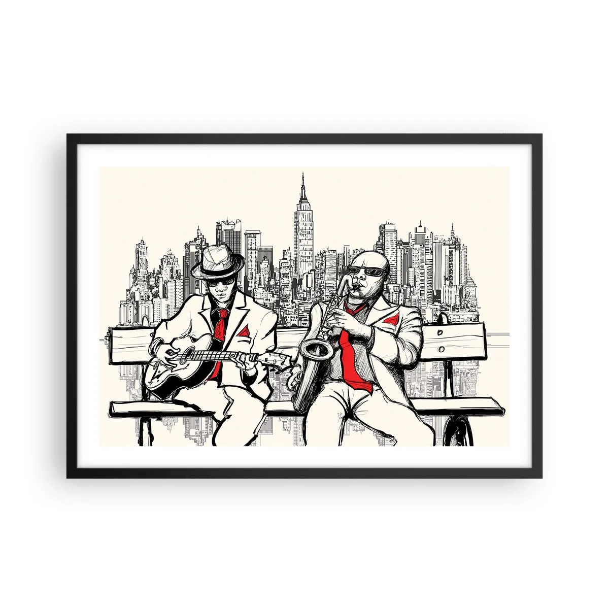Plakat i sort ramme - New York improvisation - 70x50 cm