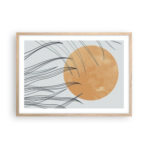 Plakat i ramme af lyst egetræ - Altid mod solen - 70x50 cm