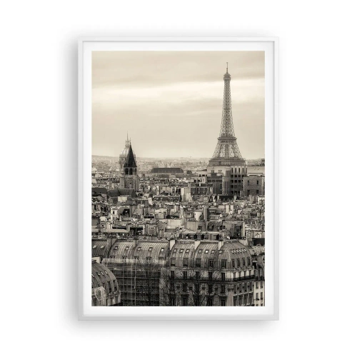 Plakat i hvid ramme - Over Paris' hustage - 70x100 cm