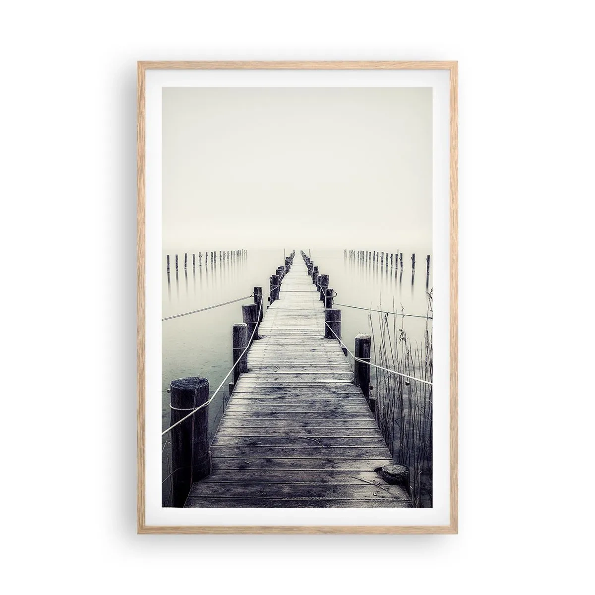 Plakat i ramme af lyst egetræ - Fordyb dig i fred - 61x91 cm