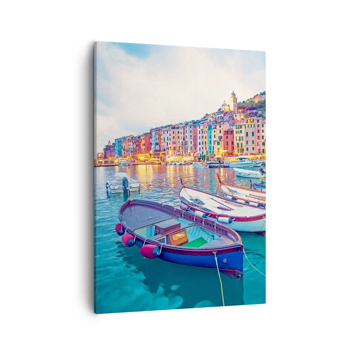 Lærredstryk - Billede på lærred - En farverig aften i havnen - 50x70 cm