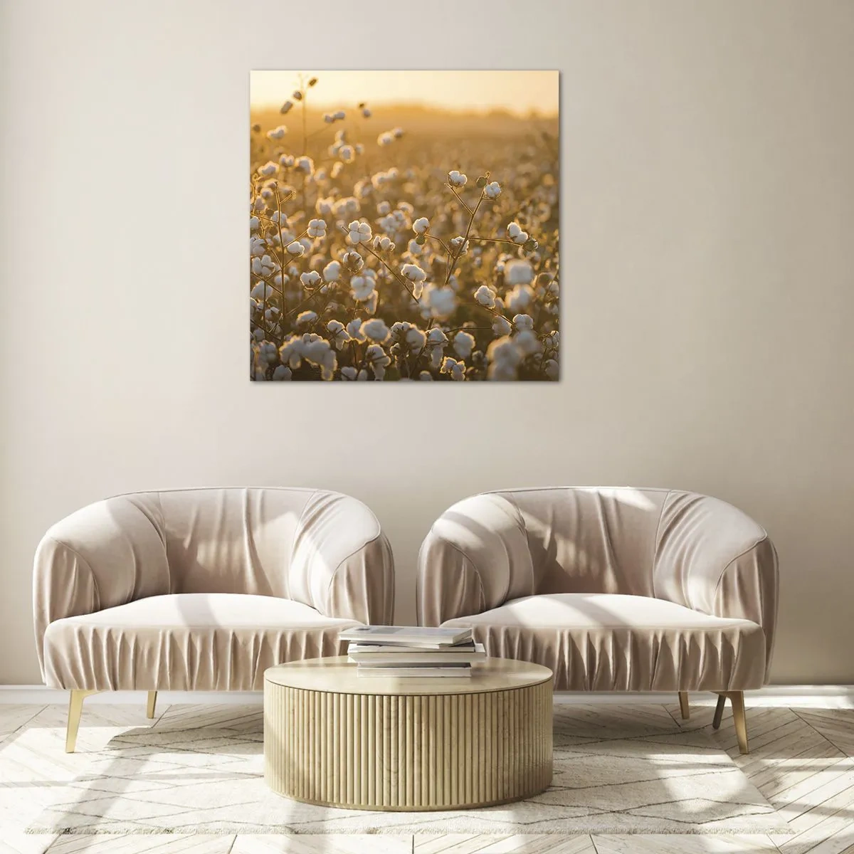 Billede på glas - Et luftigt felt - 70x70 cm