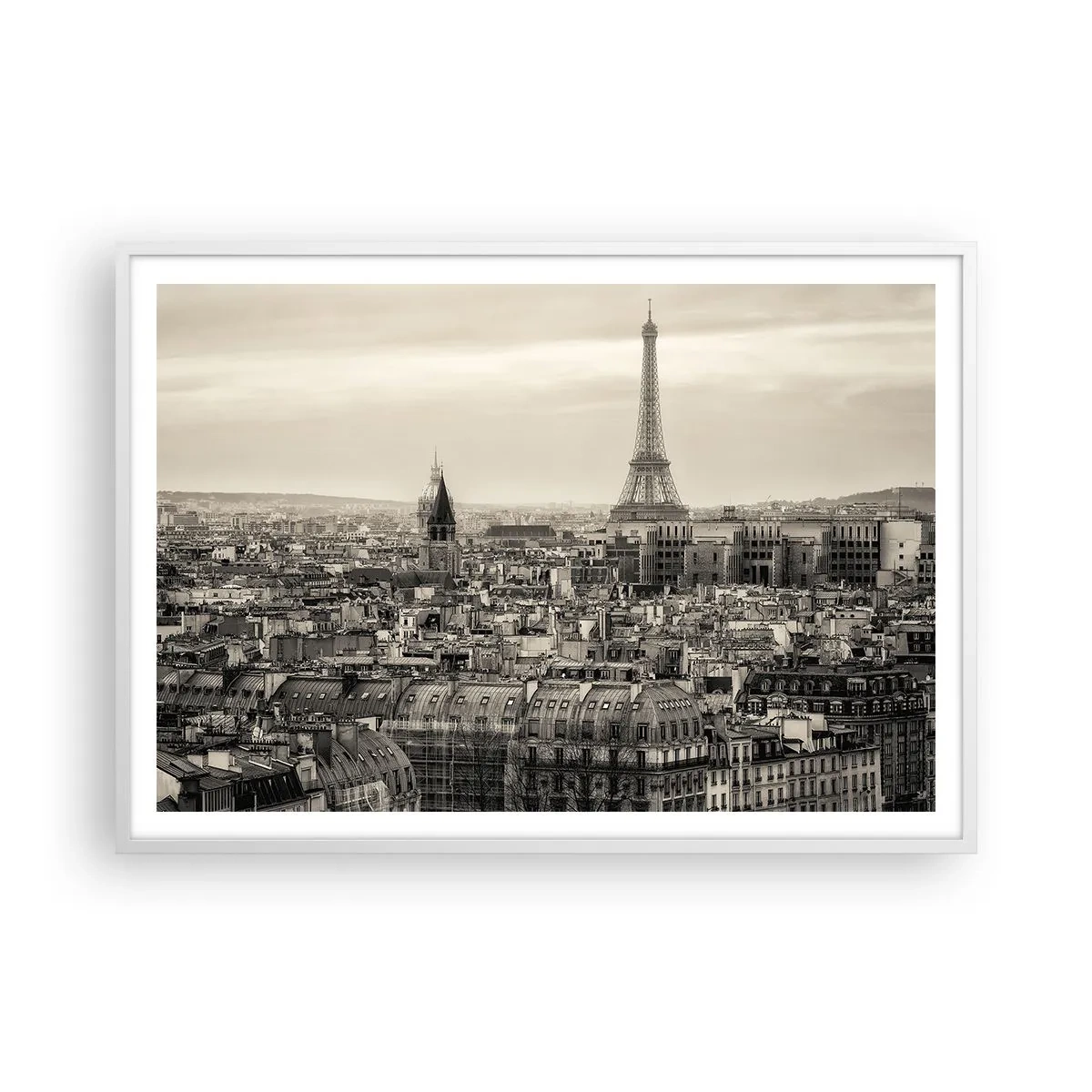 Plakat i hvid ramme - Over Paris' hustage - 100x70 cm