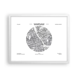 Plakat i hvid ramme - Warszawas anatomi - 50x40 cm