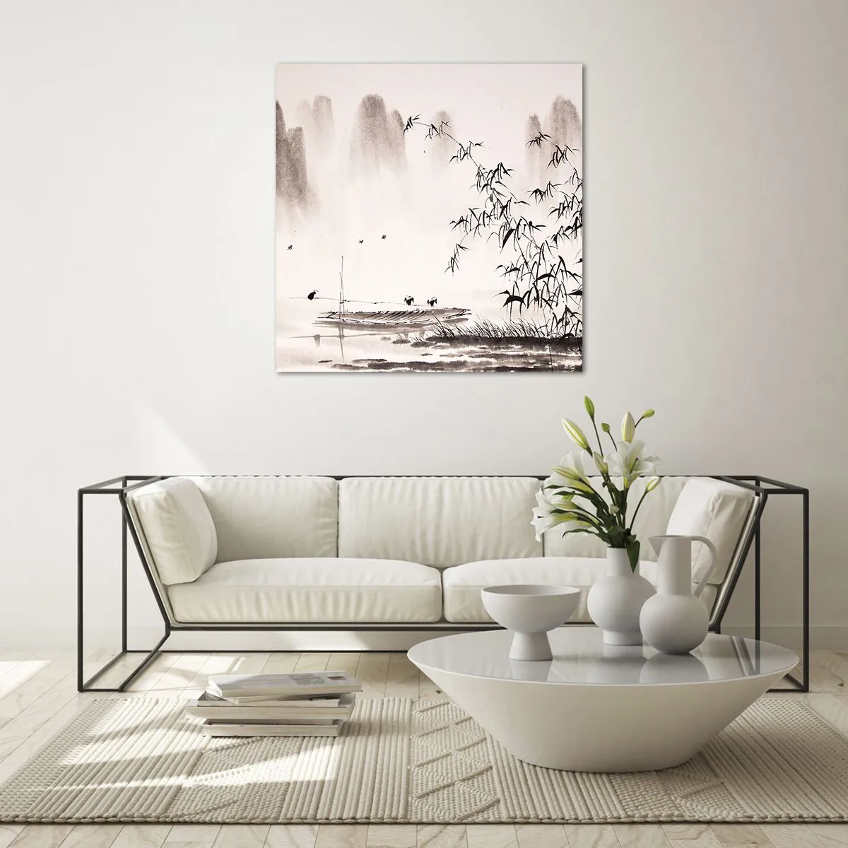 Billede på glas - Stilhed i rismarkerne - 60x60 cm