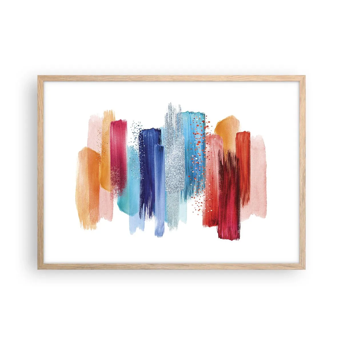 Plakat i ramme af lyst egetræ - Op og ned - 70x50 cm