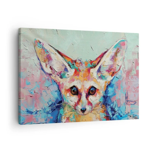 Lærredstryk - Billede på lærred - Et farverigt portræt af en fennec-ræv i ekspressiv maleristil. - 70x50cm - Er du klar til mig? - Moderne vægdekoration til stue og soveværelse ARTTOR