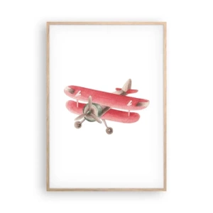 Plakat i ramme af lyst egetræ - Klar til at flyve højt - 70x100 cm