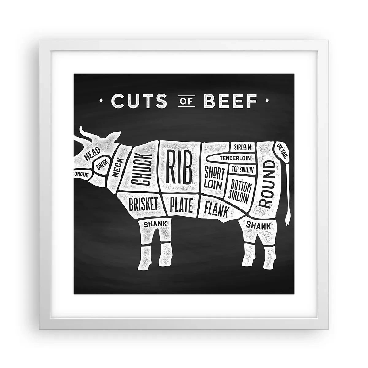Plakat i hvid ramme - Slagterens grundbog - 40x40 cm