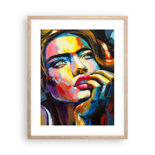 Plakat i ramme af lyst egetræ - Drømme som fugle svæver gennem himlen - 40x50 cm