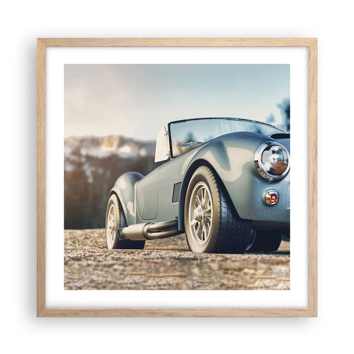 Plakat i ramme af lyst egetræ - Fordi stil betyder noget - 50x50 cm