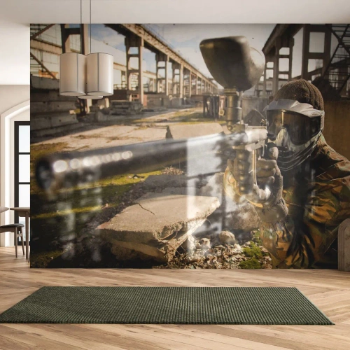 Fototapet Premium Sand - Og du kan blive en helt - Paintball, Sport, Militær - 100x70 cm