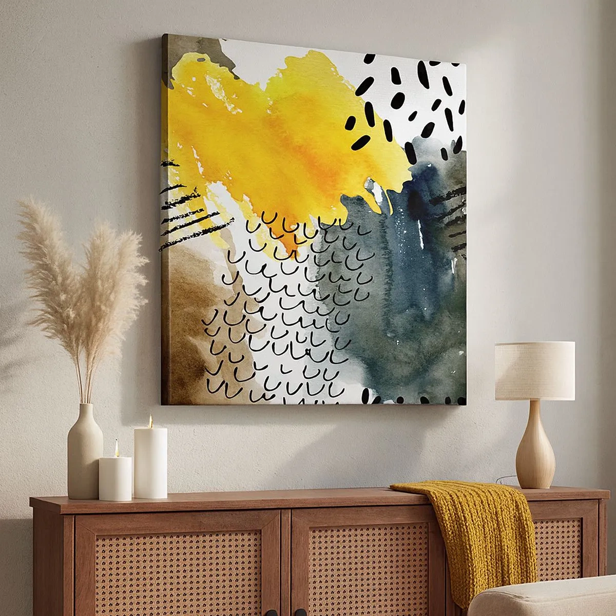 Lærredstryk - Billede på lærred - Et møde mellem elementerne - 30x30 cm