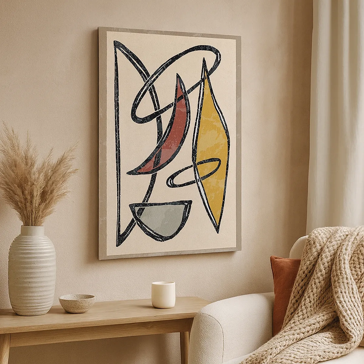 Lærredstryk - Billede på lærred - Komposition - buer og ovaler - 50x70 cm