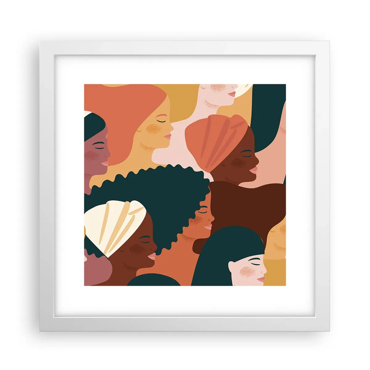 Plakat i hvid ramme - Kun kvindelighed - 30x30 cm