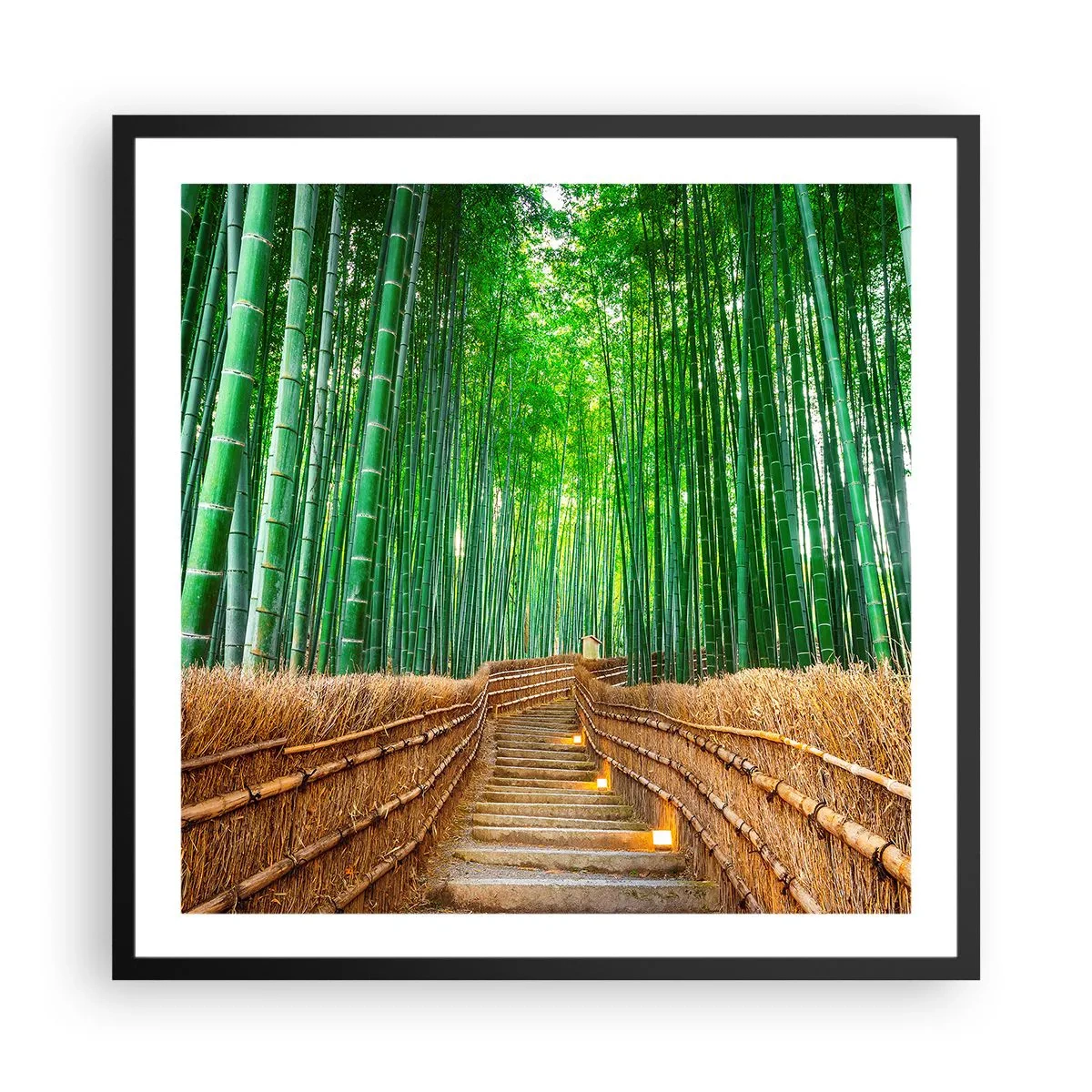 Plakat i sort ramme - Essensen af den asiatiske natur - 60x60 cm