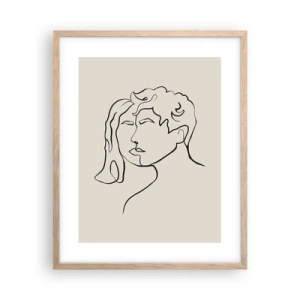 Plakat i ramme af lyst egetræ - Og enhed er blevet til - 40x50 cm