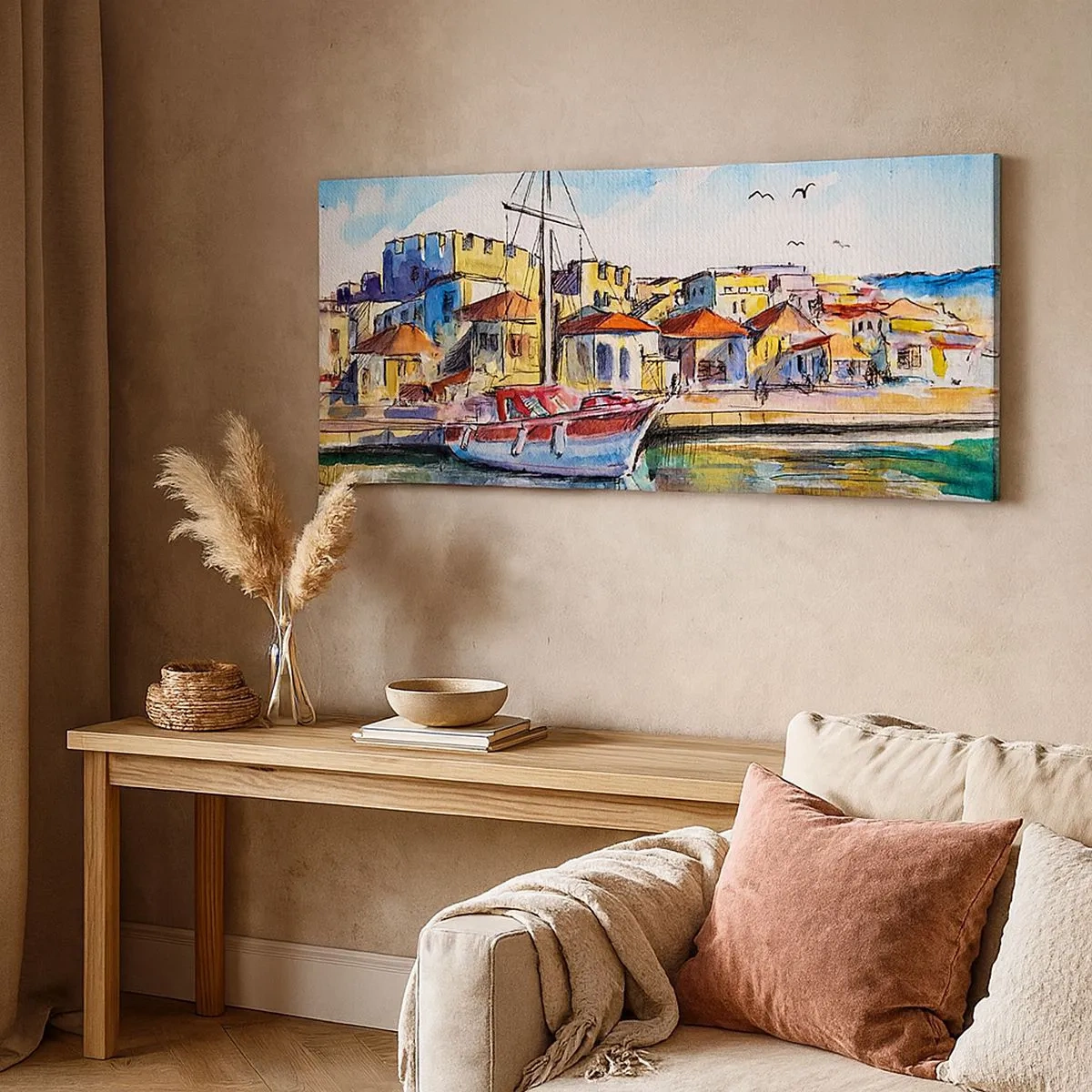 Lærredstryk - Billede på lærred - Regnbue eftermiddag - 100x40 cm