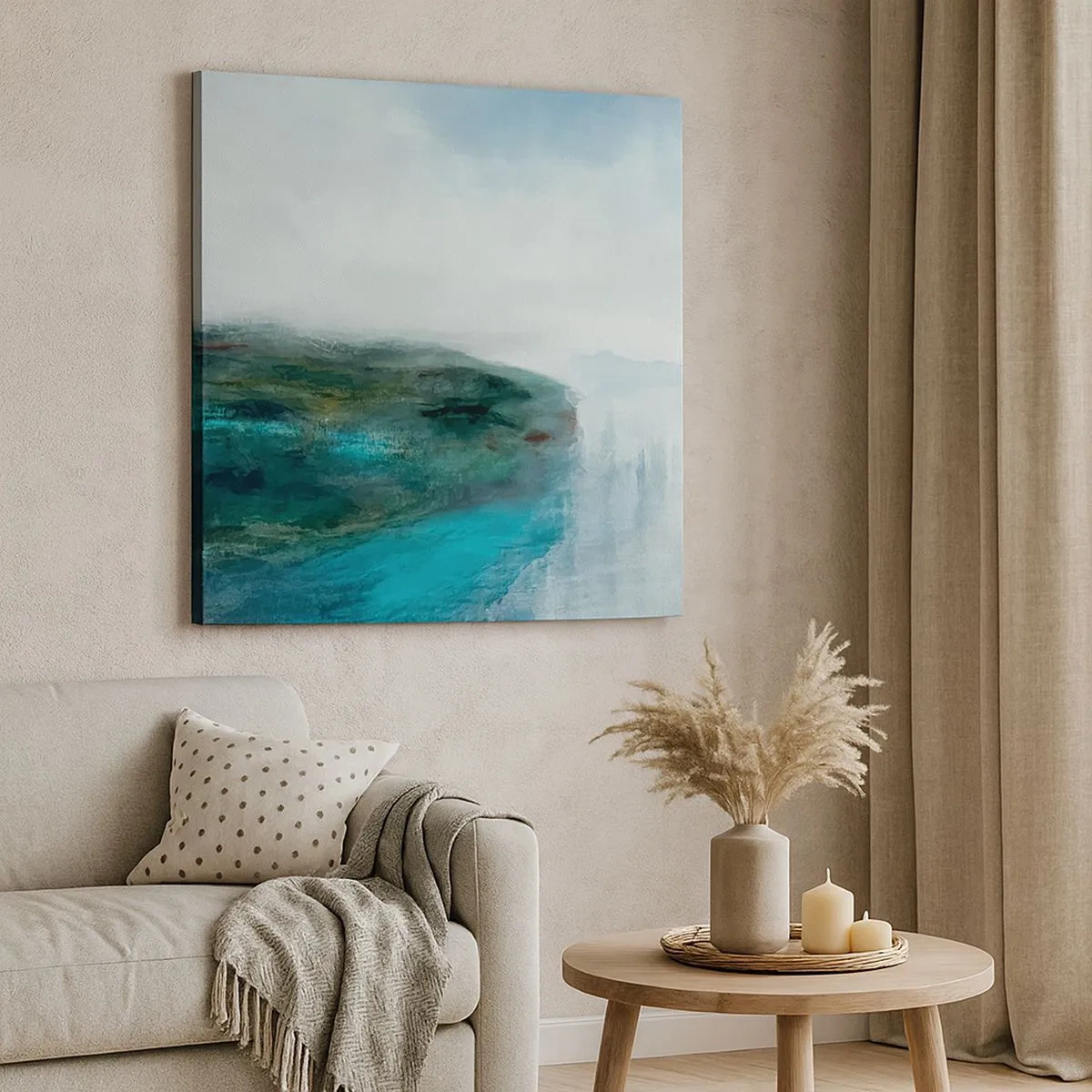 Lærredstryk - Billede på lærred - Marin abstraktion - 30x30 cm