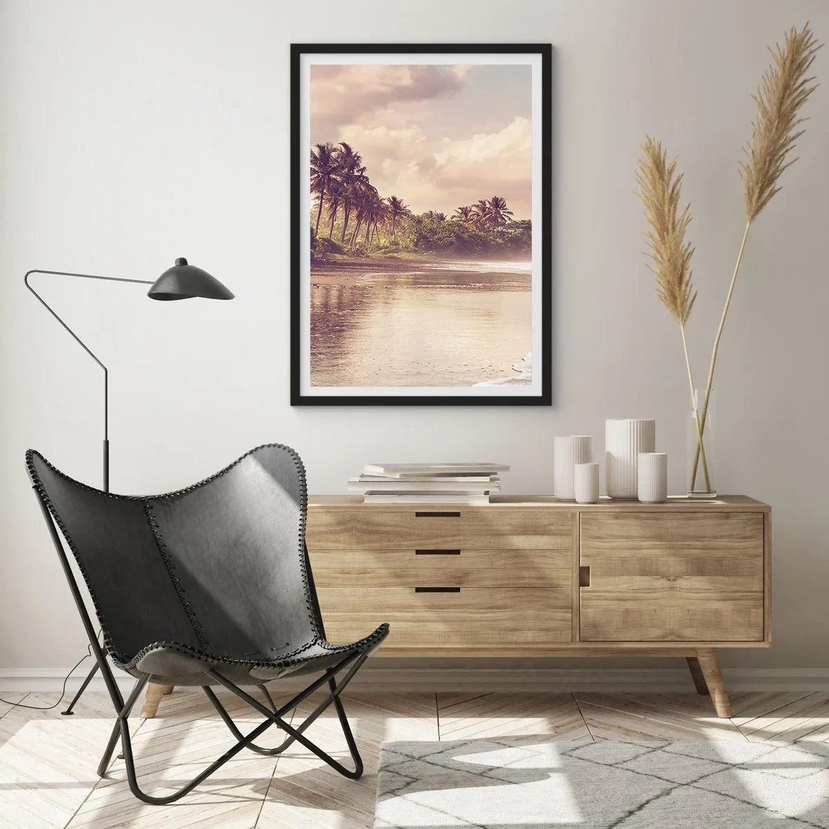 Plakat i sort ramme - Kærtegner bølgerne - 40x50 cm