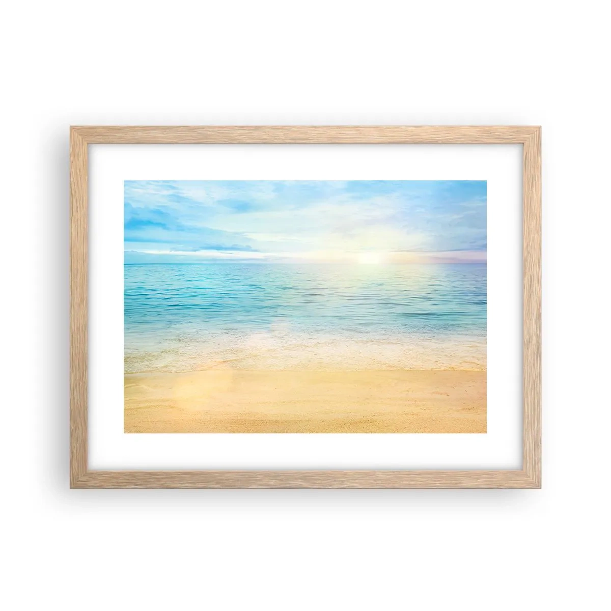 Plakat i ramme af lyst egetræ - Det store blå - 40x30 cm