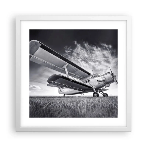 Plakat i hvid ramme - Den bevingede vandringsmand - 40x40 cm