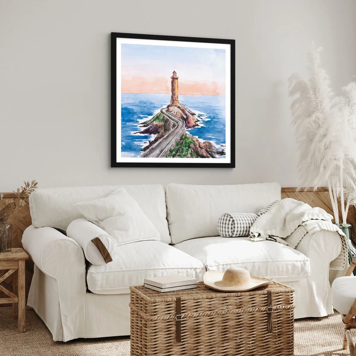 Plakat i sort ramme - Med front mod havet - 60x60 cm