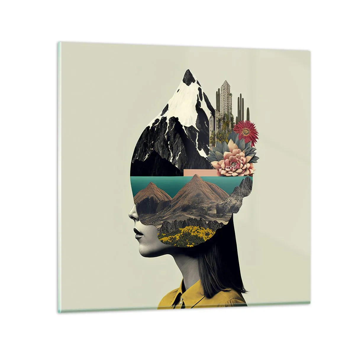 Billede på glas - Kvinden - altid et mysterium - 70x70 cm