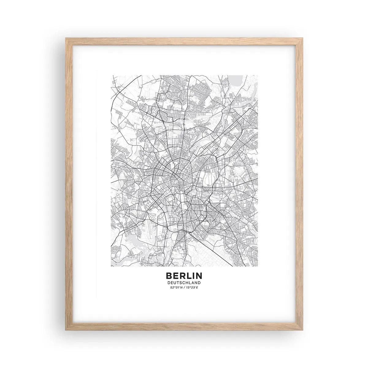 Plakat i ramme af lyst egetræ - Berlins blomst - 40x50 cm