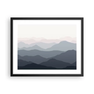 Plakat i sort ramme - Bølger af bjerge - 50x40 cm