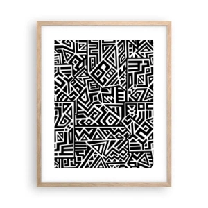 Plakat i ramme af lyst egetræ - Præcolumbiansk sammensætning - 40x50 cm