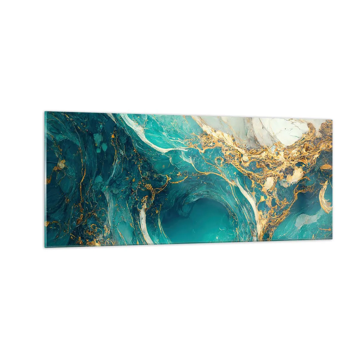 Billede på glas - Komposition med årer af guld - 100x40 cm