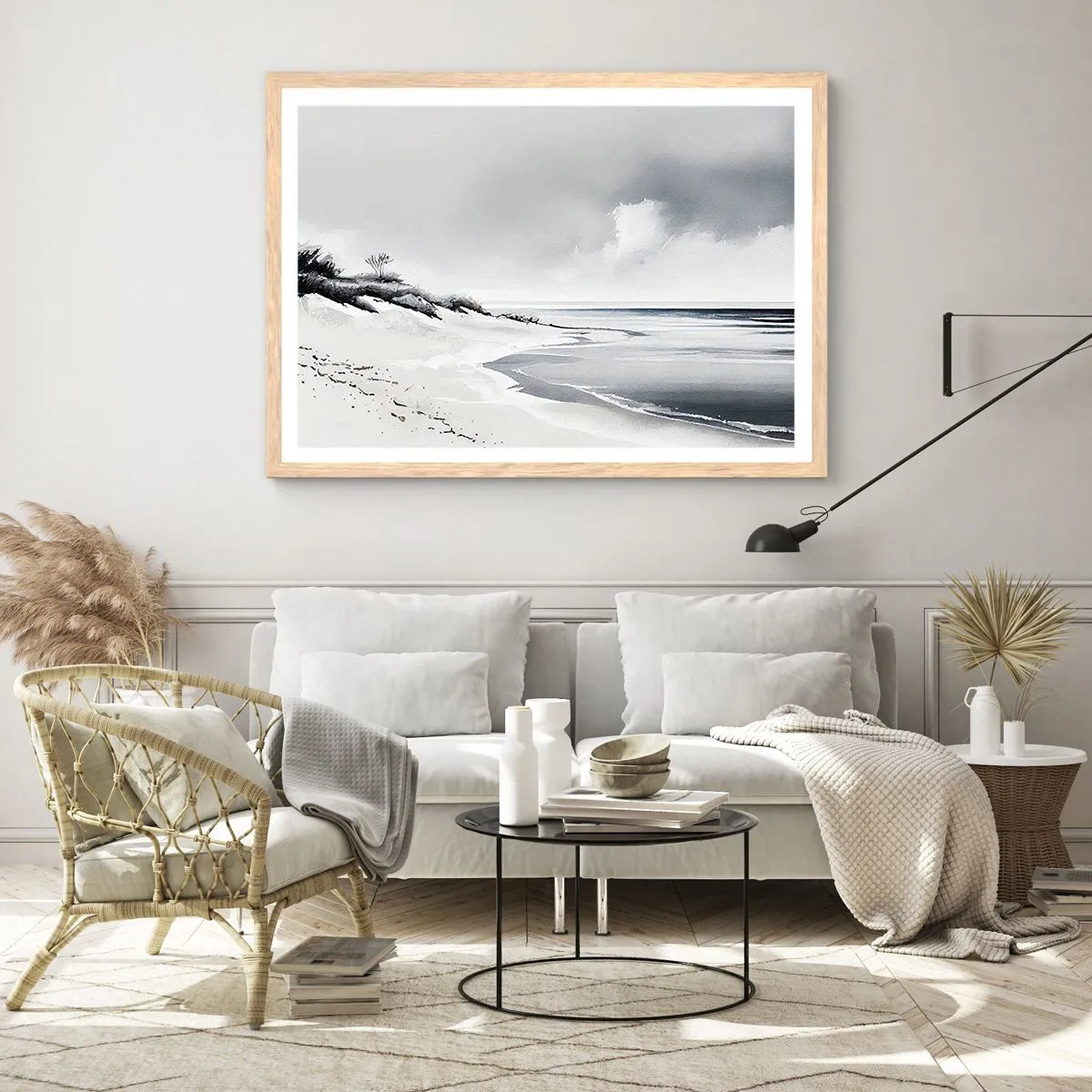 Plakat i ramme af lyst egetræ - Altid sammen - 50x40 cm