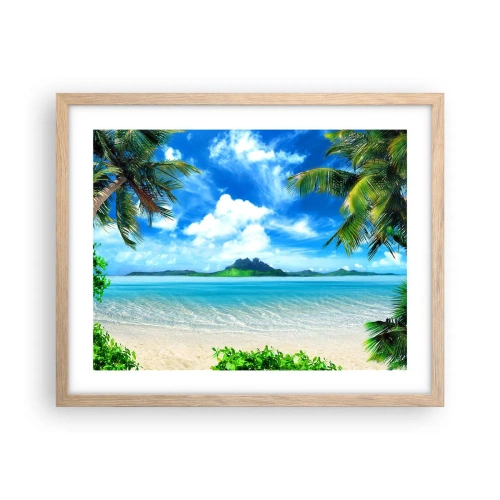 Plakat i ramme af lyst egetræ - Azur i troperne - 50x40 cm