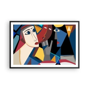 Plakat i sort ramme - Kubistisk samtale - 91x61 cm