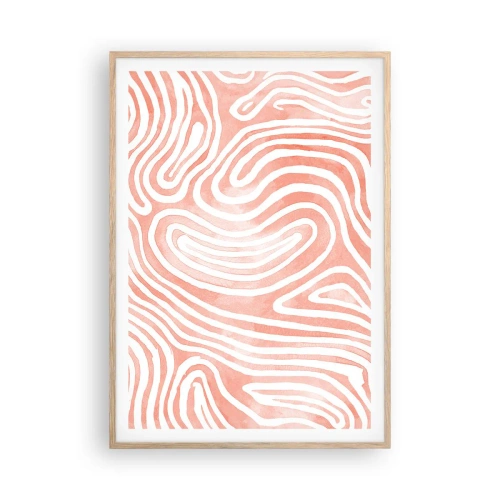 Plakat i ramme af lyst egetræ - I en labyrint af koraller - 70x100 cm