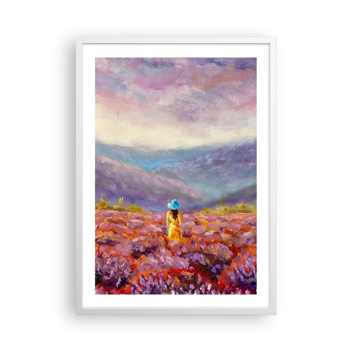 Plakat i hvid ramme - I en verden af lavendel - 50x70 cm
