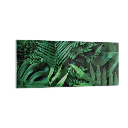 Billede på glas - Kranset i grønt - 100x40 cm