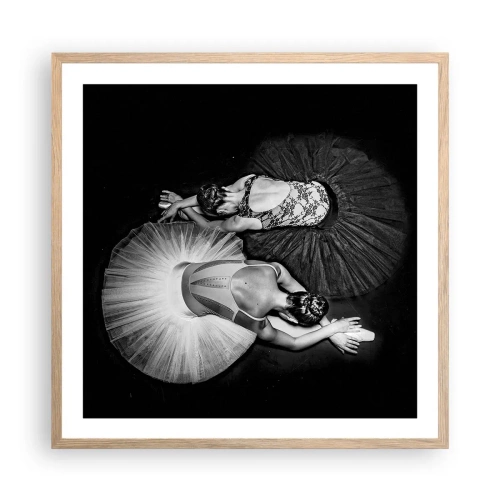 Plakat i ramme af lyst egetræ - Yin og yang - den perfekte balance - 60x60 cm