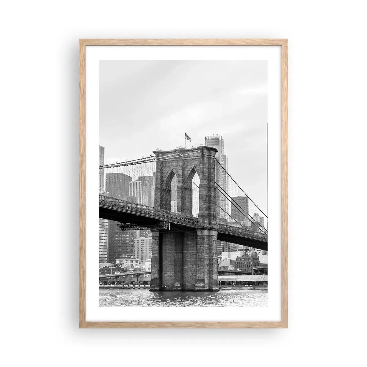 Plakat i ramme af lyst egetræ - New York stemning - 50x70 cm