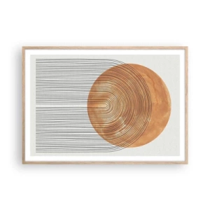 Plakat i ramme af lyst egetræ - En solrig komposition - 100x70 cm