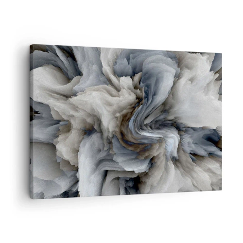 Lærredstryk - Billede på lærred - Abstrakt hvirvel i nuancer af grå og blå - 70x50cm - Sten og blomst - Moderne vægdekoration til stue og soveværelse ARTTOR