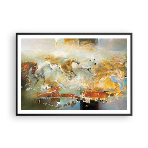 Plakat i sort ramme - Galopperer gennem lyset - 100x70 cm