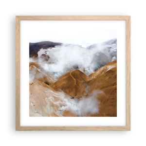 Plakat i ramme af lyst egetræ - Den rå skønhed i Island - 40x40 cm