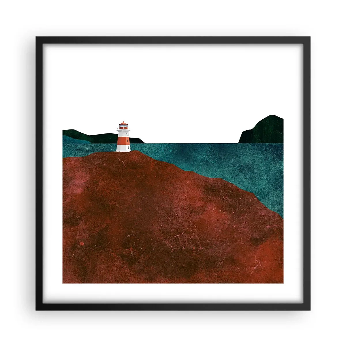Plakat i sort ramme - Med blikket rettet mod havet - 50x50 cm