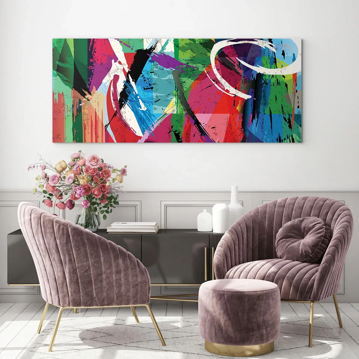 Billede på glas - Hurtig, livlig og hoppende - 140x50 cm