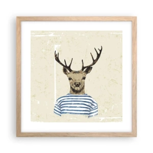 Plakat i ramme af lyst egetræ - Fordi jeg kan lide stribede skjorter! - 40x40 cm